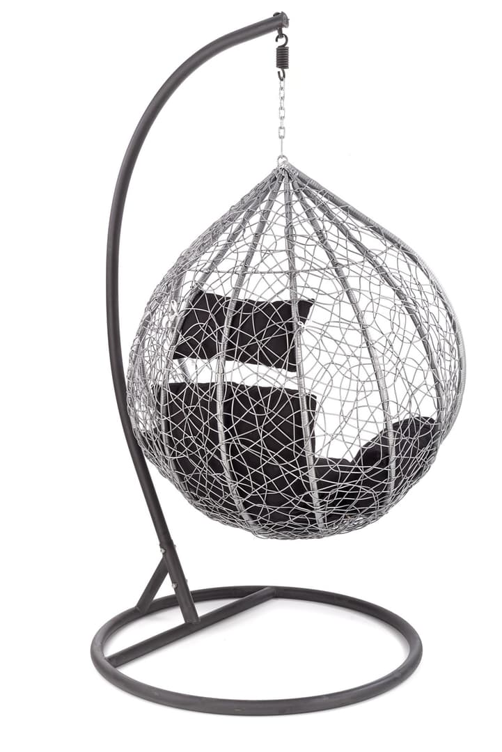 Zahradní křeslo Eggy Plastový material V-CH-Eggy-FOT, Rattan syntetyczny popielaty - stal czarna