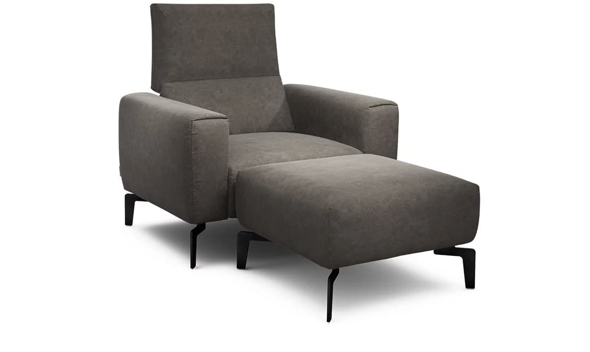 Křeslo s taburetem Cosy, Šedý