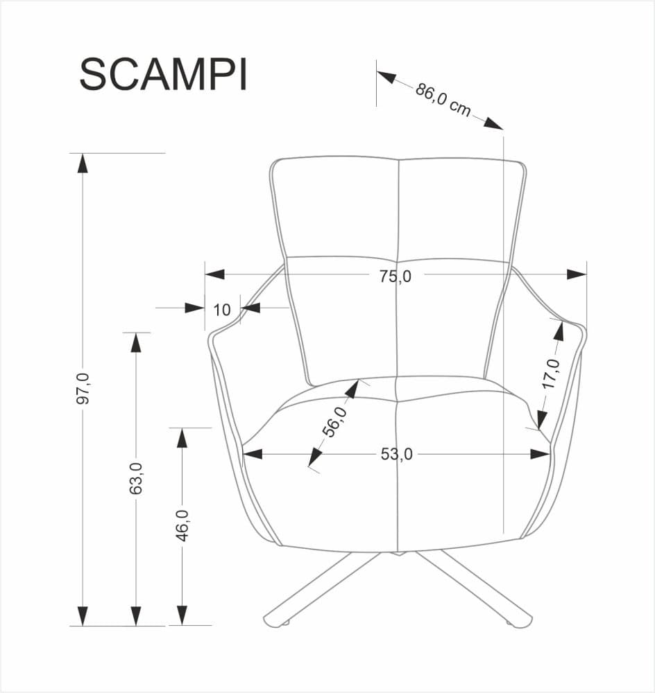 Relaxační otočné křeslo Scampi, Šedá 2