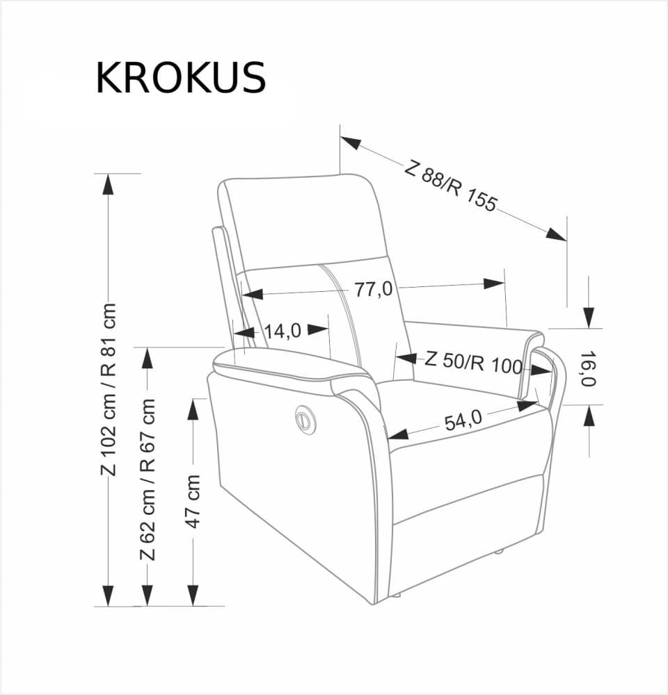 Relaxační křeslo Krokus s elektrickým polohováním, Černá 2