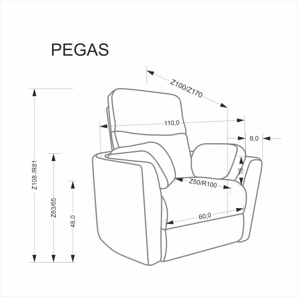 TV křeslo Pegas s elektrickým polohováním, Šedá 2