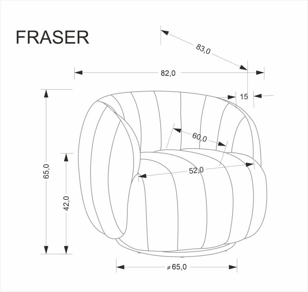 Otočné designové křeslo Fraser, Tmavě béžová 2