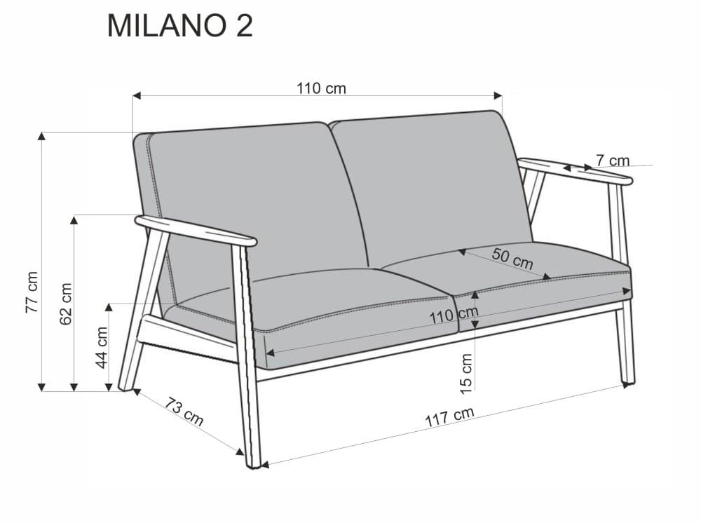Designová dvojsedačka Milano, Ořech / béžová 2