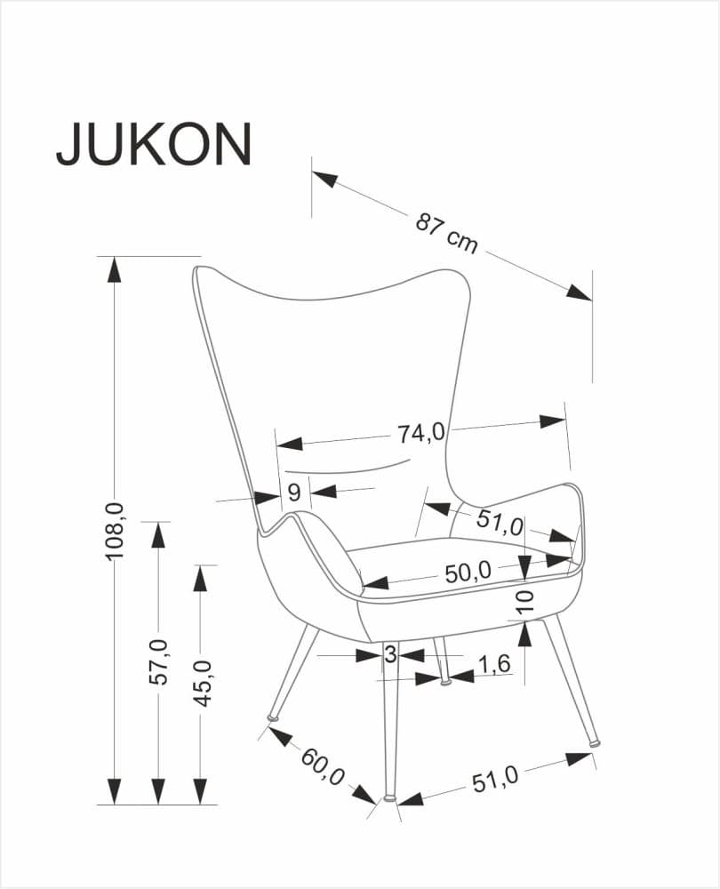 Designové křeslo ušák Jukon, Šedá 2