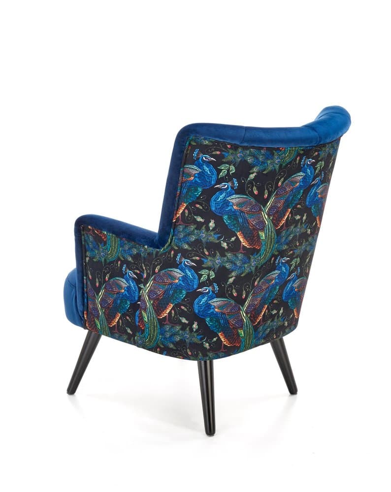 Relaxační křeslo ušák Pagoni, Modrá / paví vzor 7