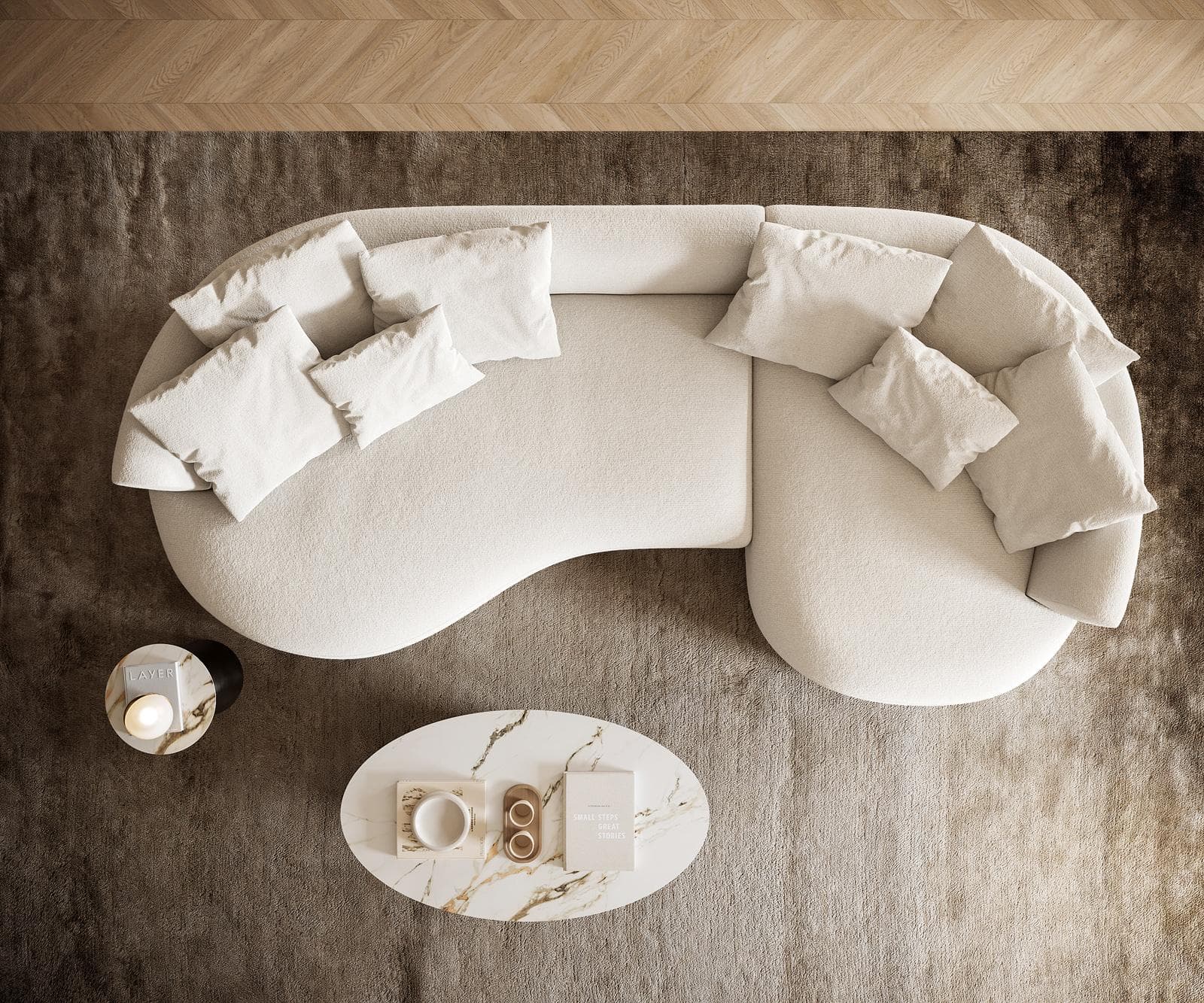 Pohovka XL Edina, Bouclé měkký béžová 6
