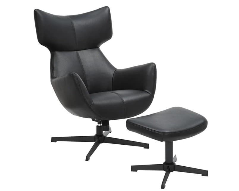 Moderní designové křeslo Krespa s potahem z ekokůže a otočnou kovovou podstavou 75 cm