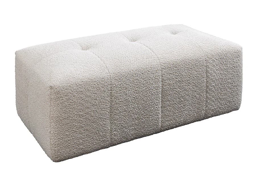Moderní bouclé dvoumístná obdélníková taburetka Queen s prošíváním 118 cm
