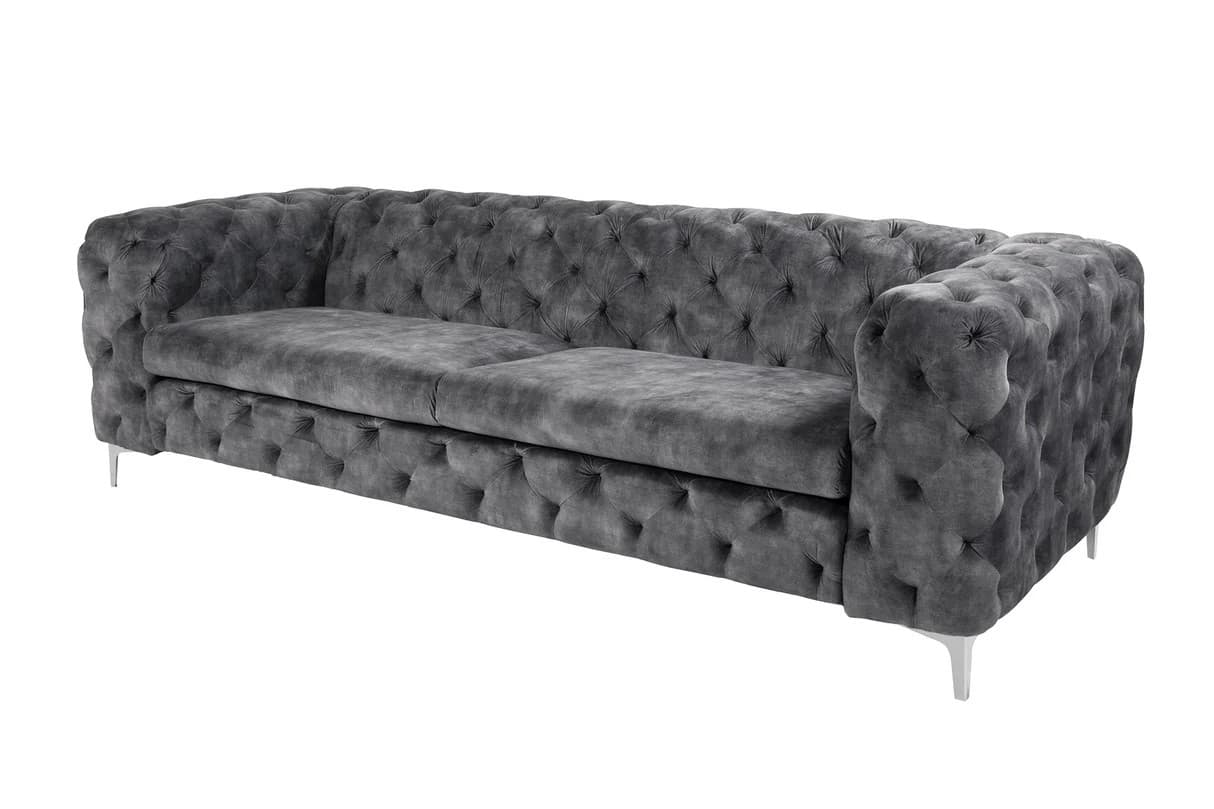 Luxusní chesterfield třímístná sedačka Modern Barock se sametovým potahem 240cm
