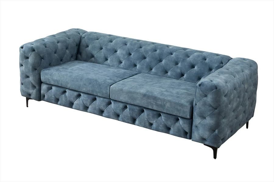 Moderní chesterfield třímístná sedačka Modern Barock se sametovým prošívaným potahem 235 cm