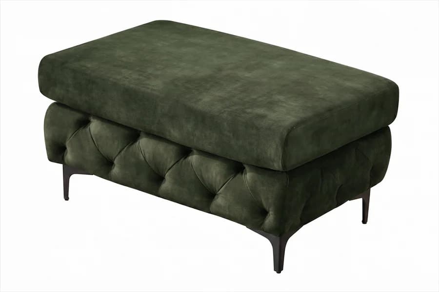 Moderní glamour obdélníková taburetka Modern Barock se sametovým potahem a chesterfield prošíváním na nožičkách 95 cm