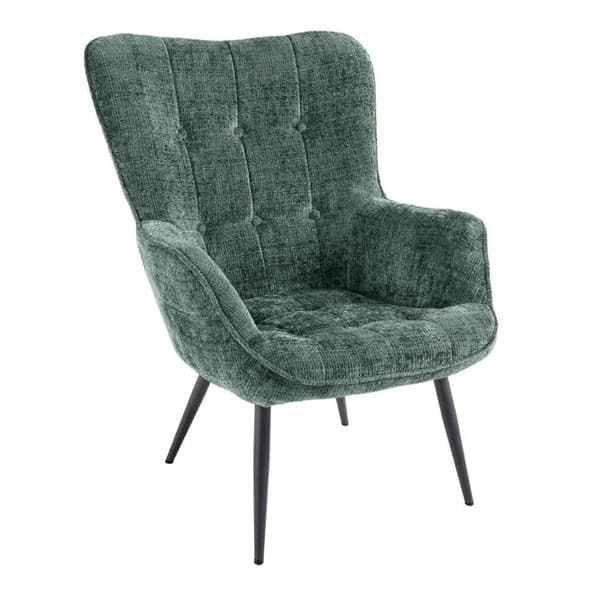Designové retro křeslo Scandinavia s žinylkovým potahem s prošíváním s knoflíky a kovovými nohami 73 cm