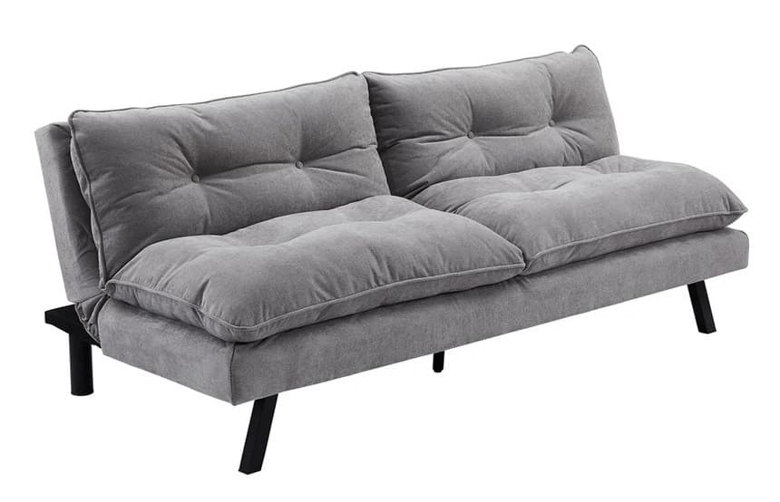 Moderní třímístná rozkládací sedačka Otto s žinylkovým potahem s prošívanými knoflíky s nohama 190 cm