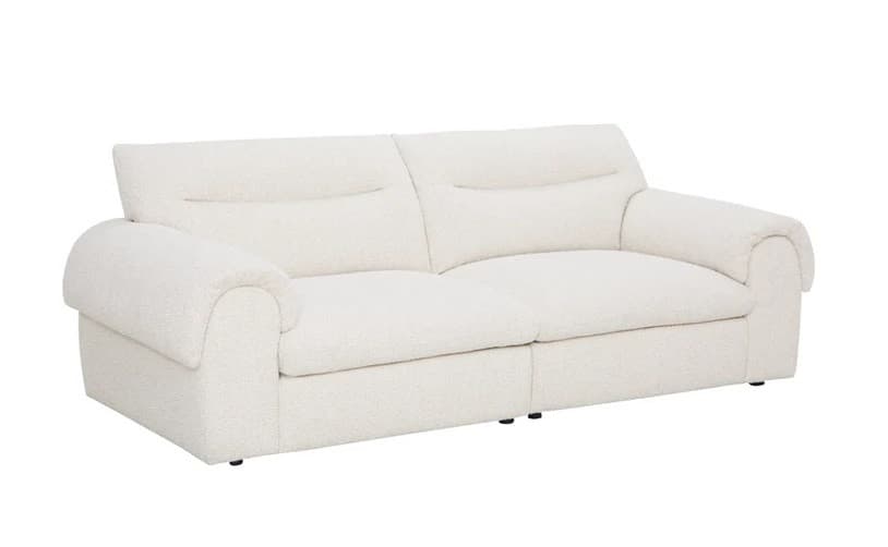 Moderní buklé čtyřmístná sedačka Sadie se světlým potahem a minimalistickým prošíváním 245 cm