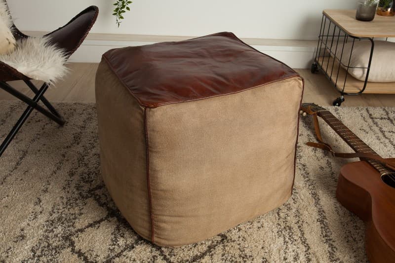 Industriální luxusní taburet Marlon 45 cm, Hnědý