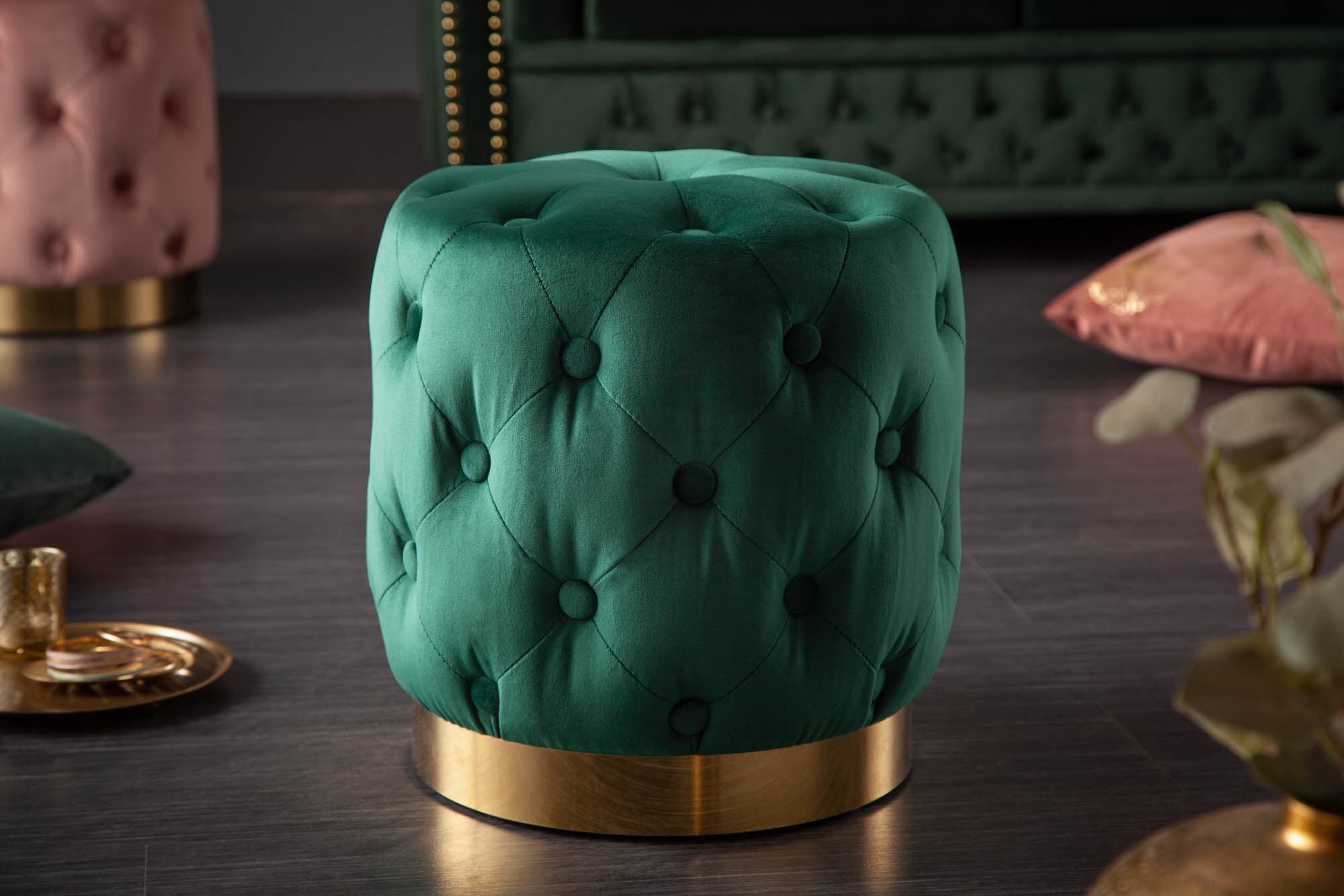 Barokní designová taburetka Modern Barock se sametovým potahem 38cm