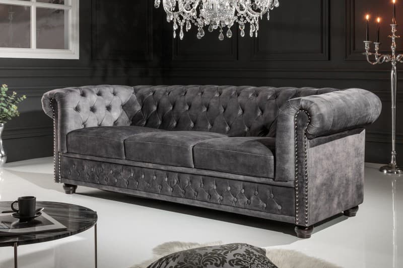 Chesterfield luxusní sametová trojsedačka Lobella 205cm