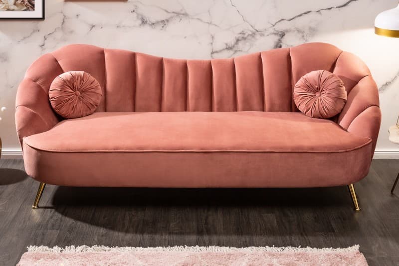 Art-deco jedinečná sametová sedačka Meridea na nožičkách 220cm
