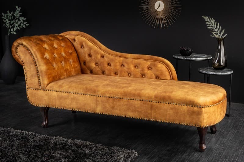Designová prošívaná lenoška Chesterfield s sametovým potahem a masivníma nohama 170cm