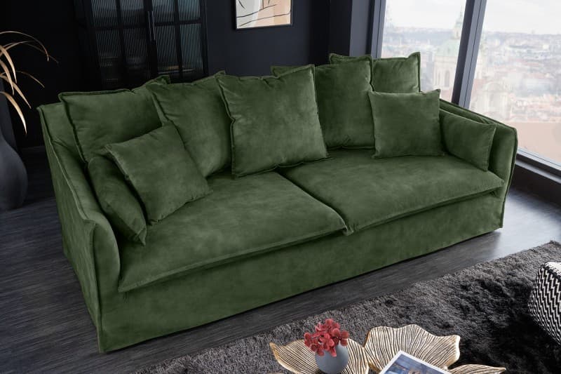 Designová moderní dvousedačka Heaven se sametovým potahem a polštářky 200cm