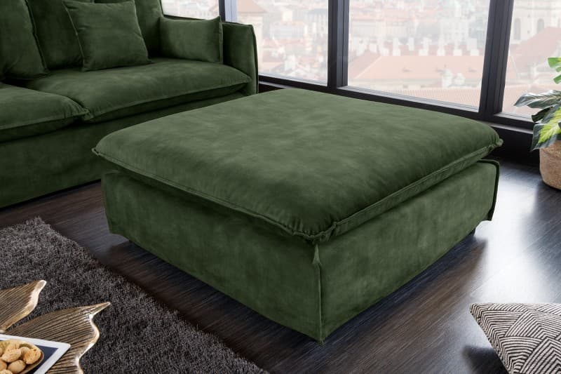 Designový moderní taburet Heaven čtvercového tvaru s sametovým čalouněním 100cm
