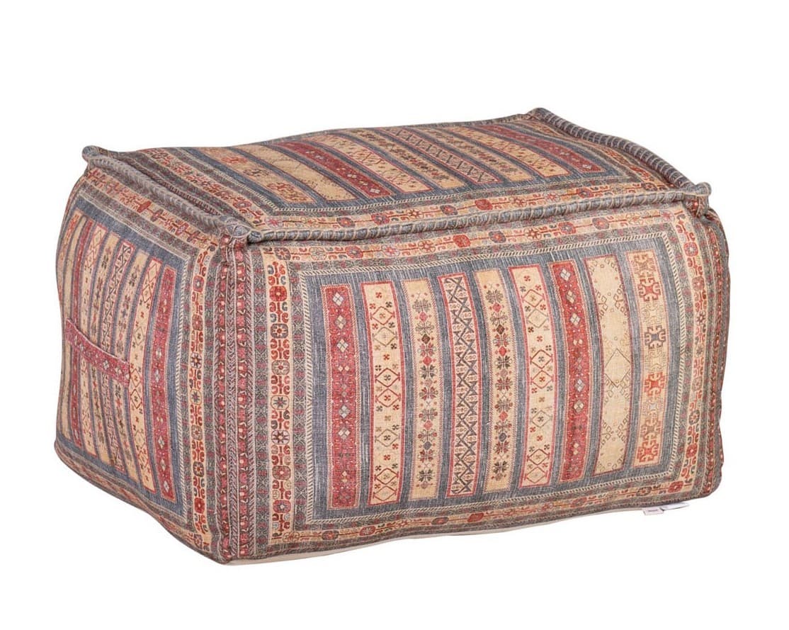 Etno stylová taburetka Imre s barevným ornamentálním potahem 75cm