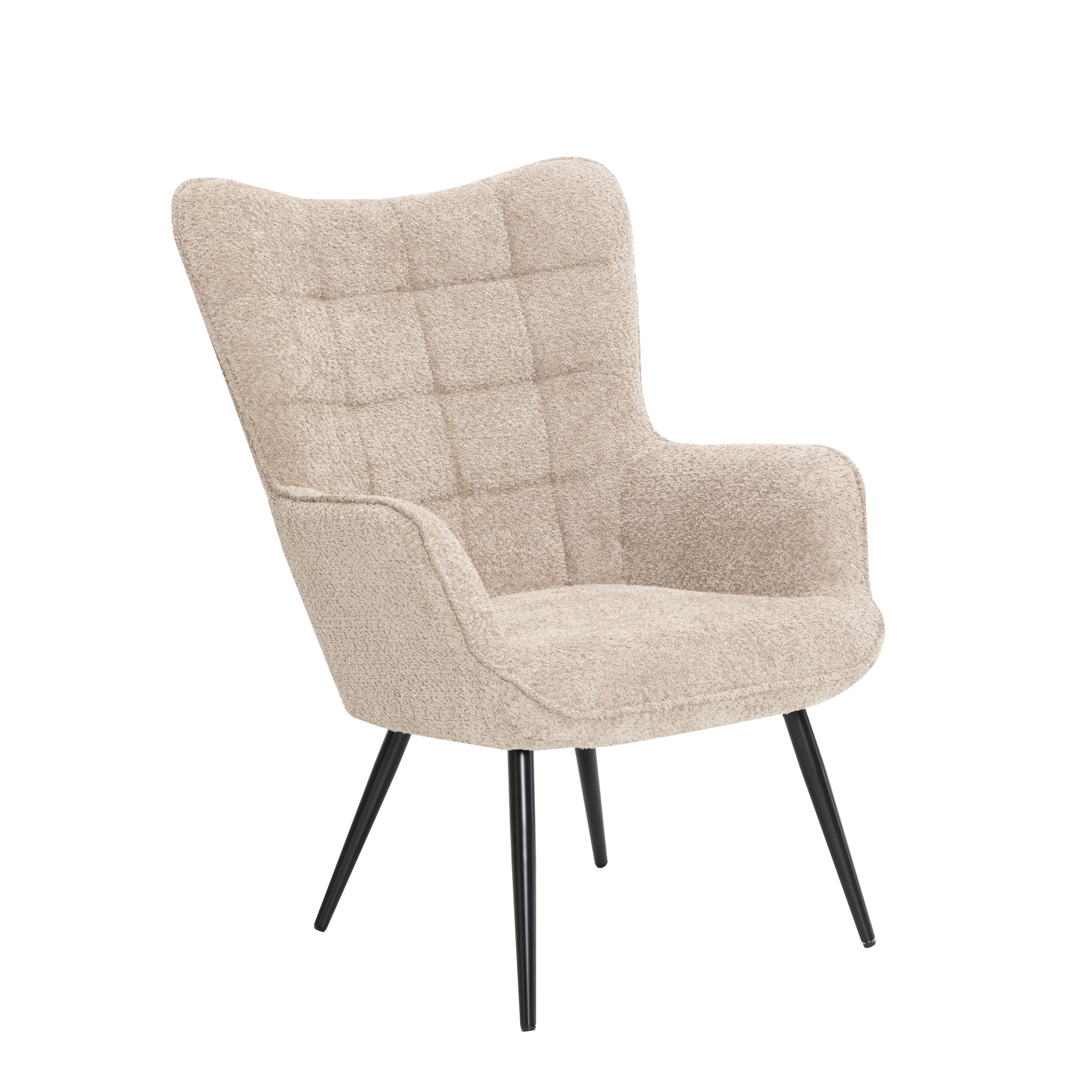 Moderní designové křeslo ušák Scandinavia s potahem z buklé látky s ozdobným prošíváním 98 cm