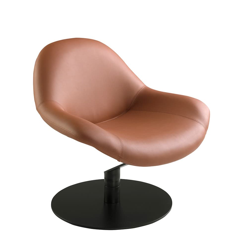 Luxusní moderní otočné křeslo Forma Moderna s potahem z ekokůže a kulatou podstavou 86 cm
