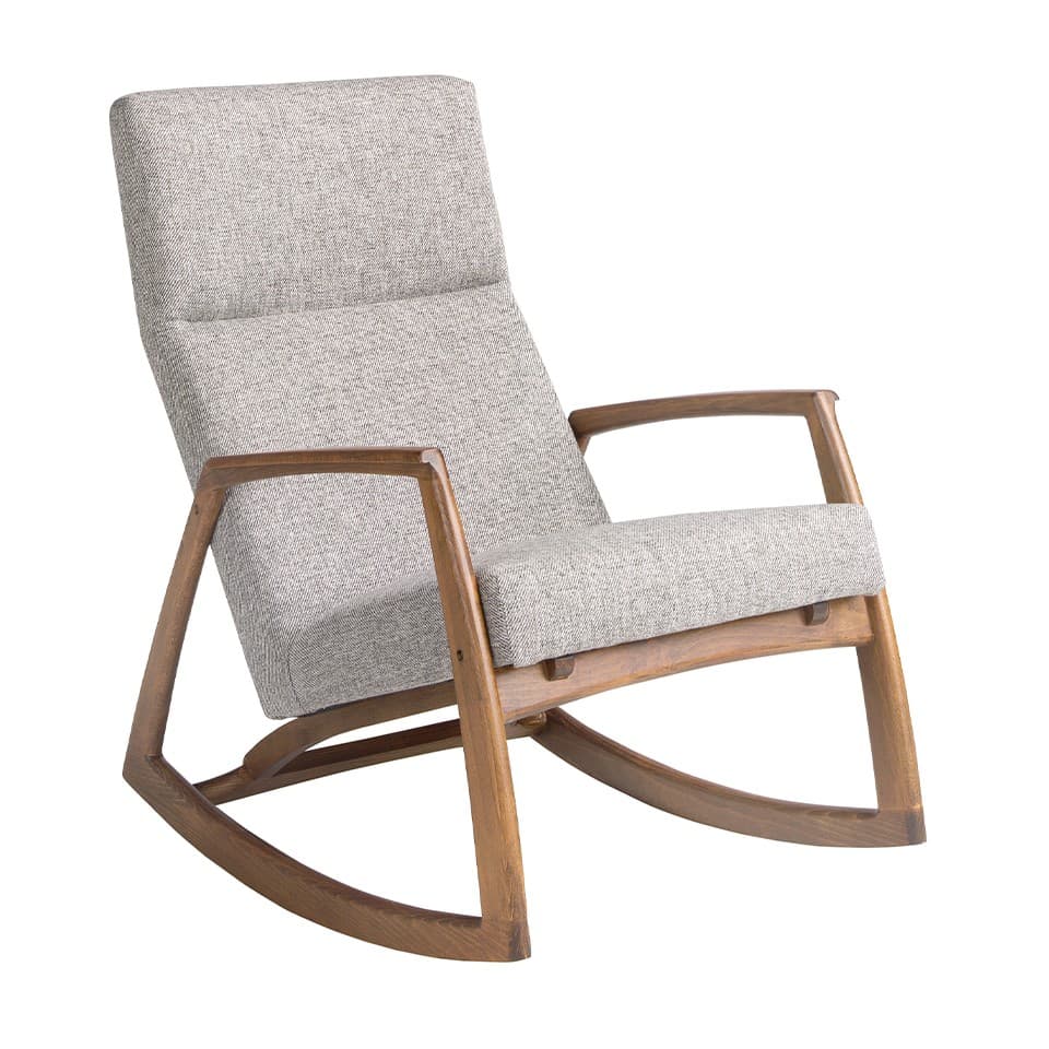 Luxusní moderní houpací křeslo Forma Moderna s textilním potahem a designovou dřevěnou podstavou 96 cm