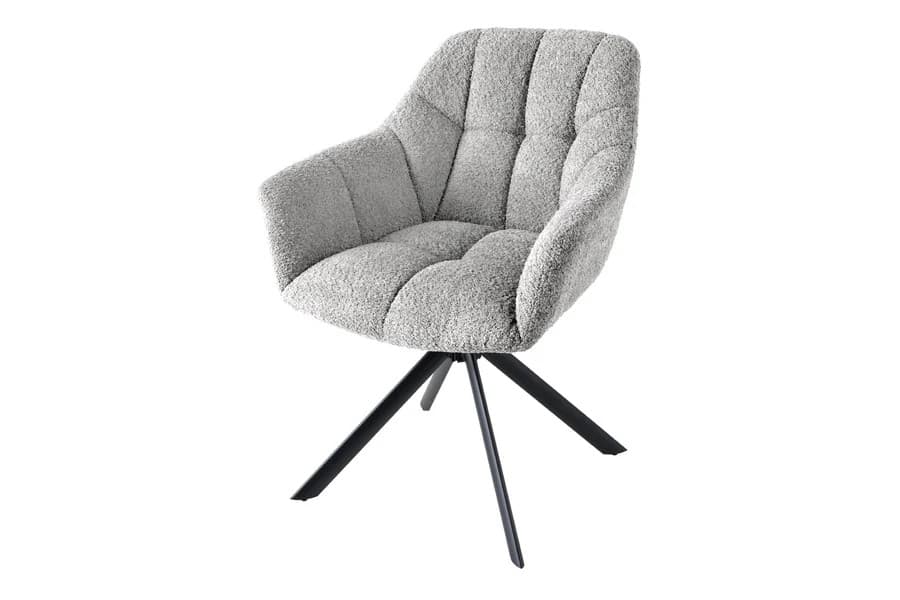 Stylová bouclé otočná jídelní židle Mariposa s kovovými nožičkami 83 cm