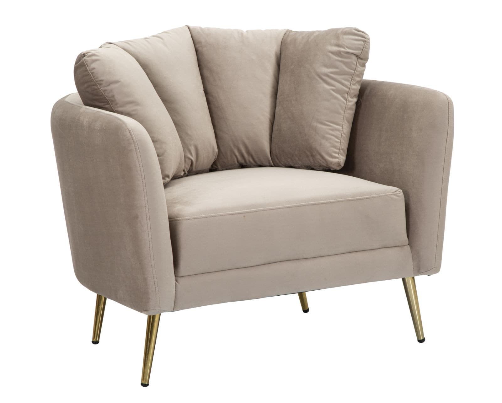 Art deco čalouněné půlkruhové sametové křeslo Lana s prošívaným polštářem s kovovými nožičkami 88 cm
