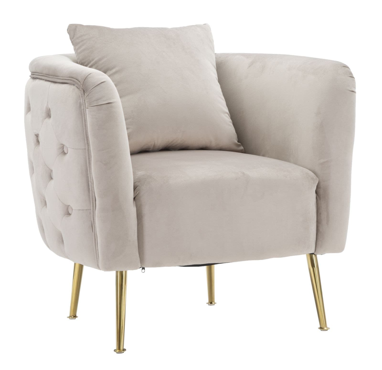 Art deco čtvercové oblé čalouněné křeslo Zeran s prošíváním se kovovými úzkými nožičkami 76 cm