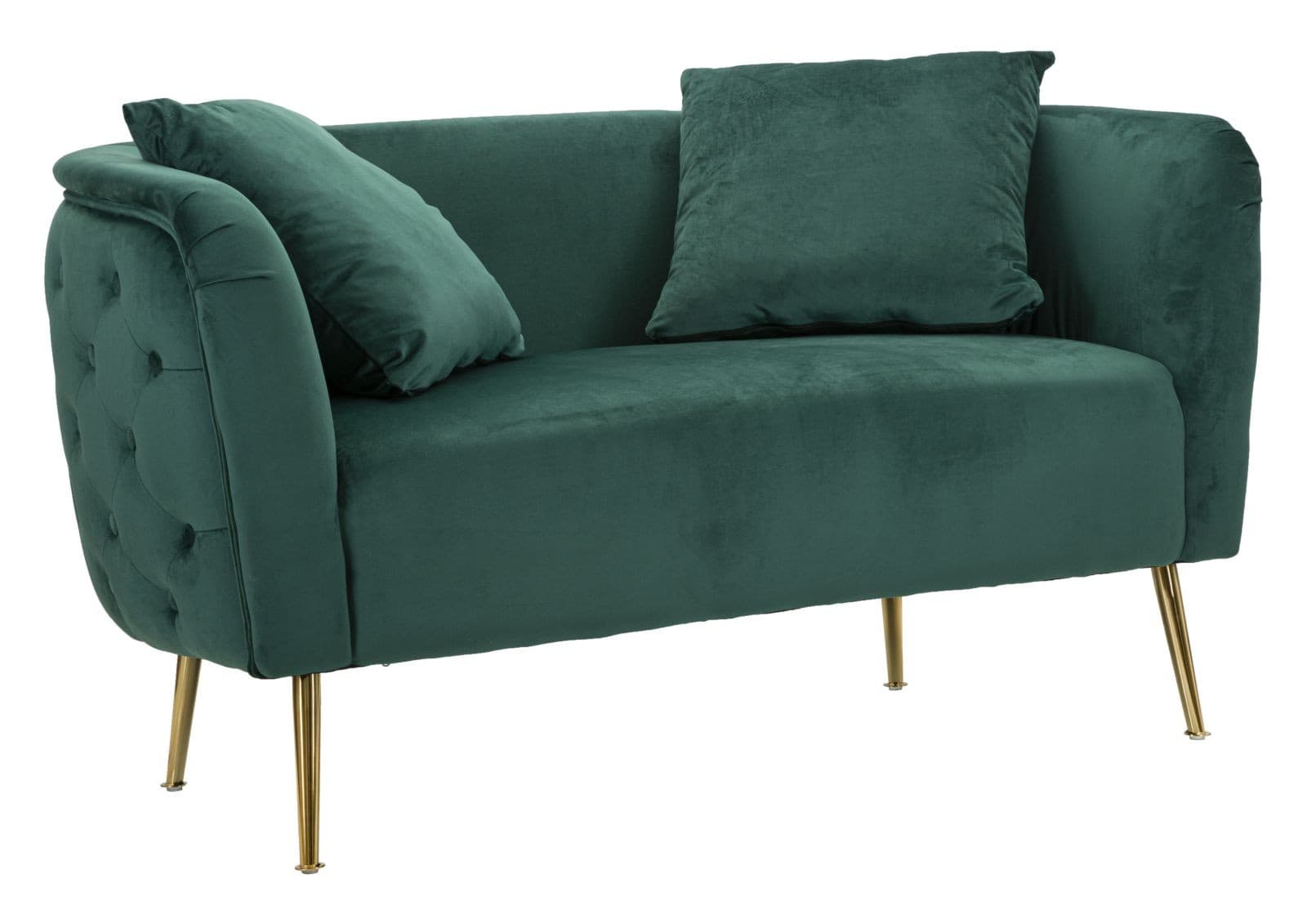 Art deco dvoumístná obdélníková čalouněná sedačka Zeran se sametovým potahem a kovovými nožičkami 127 cm