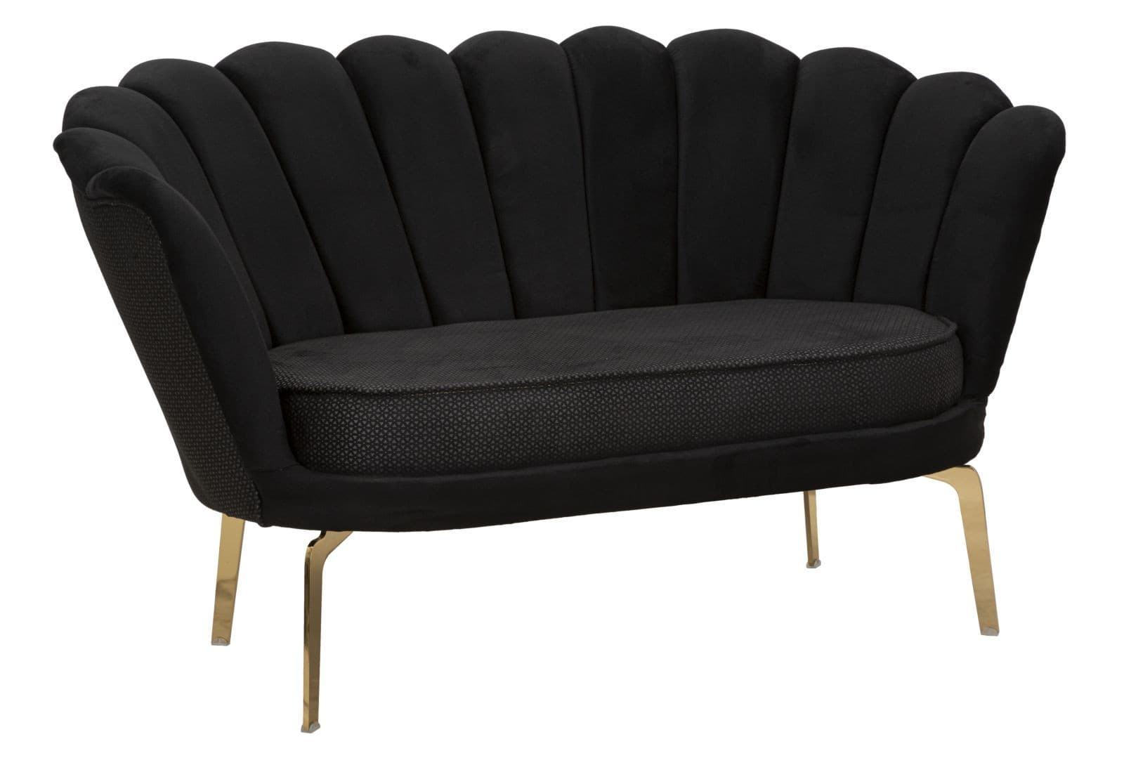 Art deco dvoumístná čalouněná sametová sedačka Perla s prošívaným potahem se kovovými nožičkami 136 cm