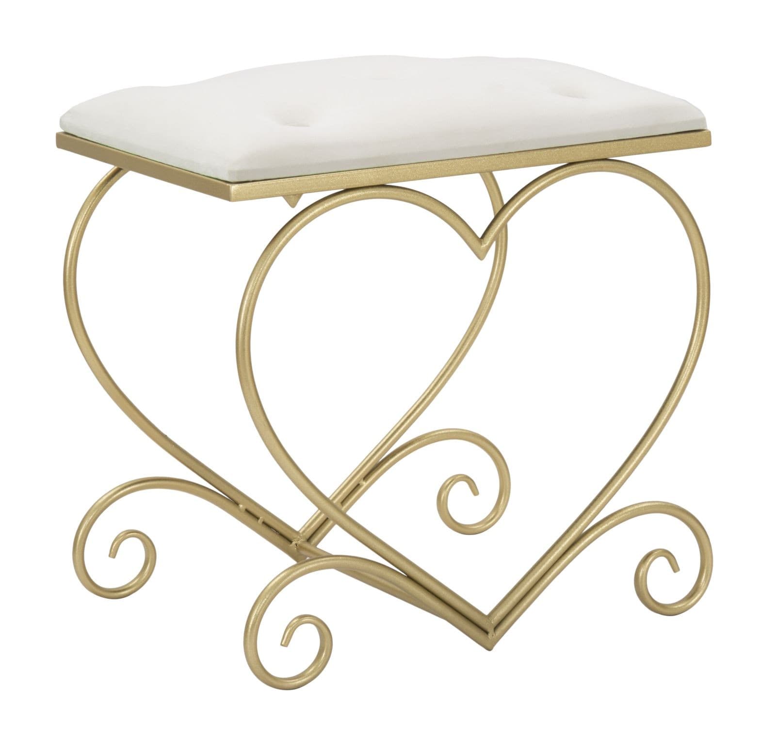 Designová glamour taburetka Amorattia s sametovým čalouněním a kovovou podstavou ve tvaru srdce 50 cm