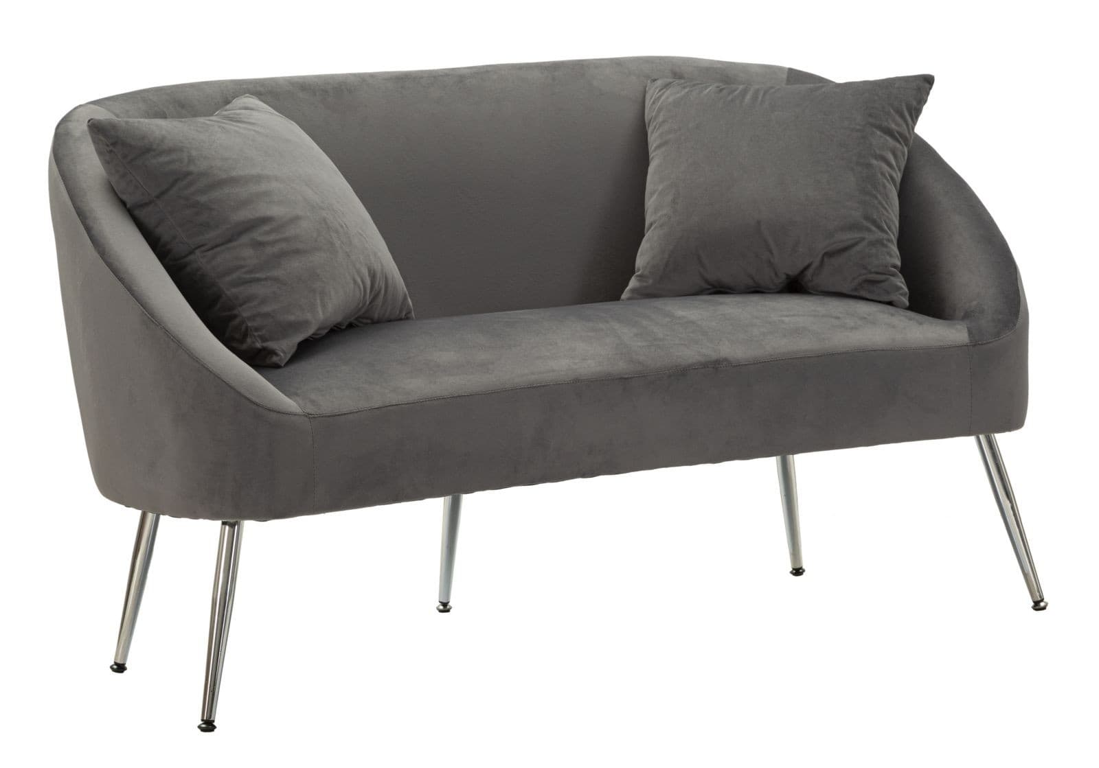 Designová art deco sedačka Cally se dvěma polštáři se sametovým potahem a chromovými nohami 137 cm