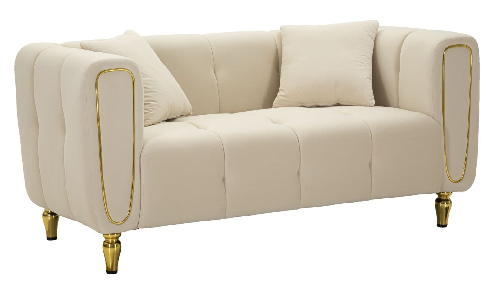 Designová glamour sedačka Celestia s potahem a detaily 155 cm, Béžovým