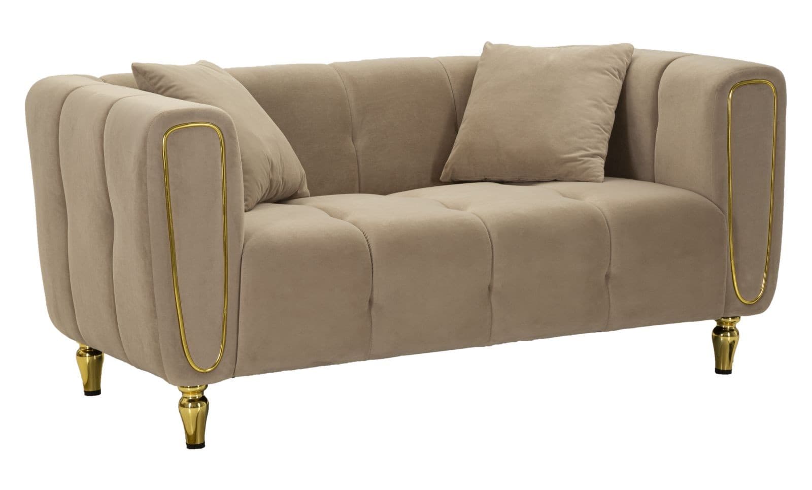 Designová glamour sedačka Celestia se světlým sametovým potahem a detaily 155 cm