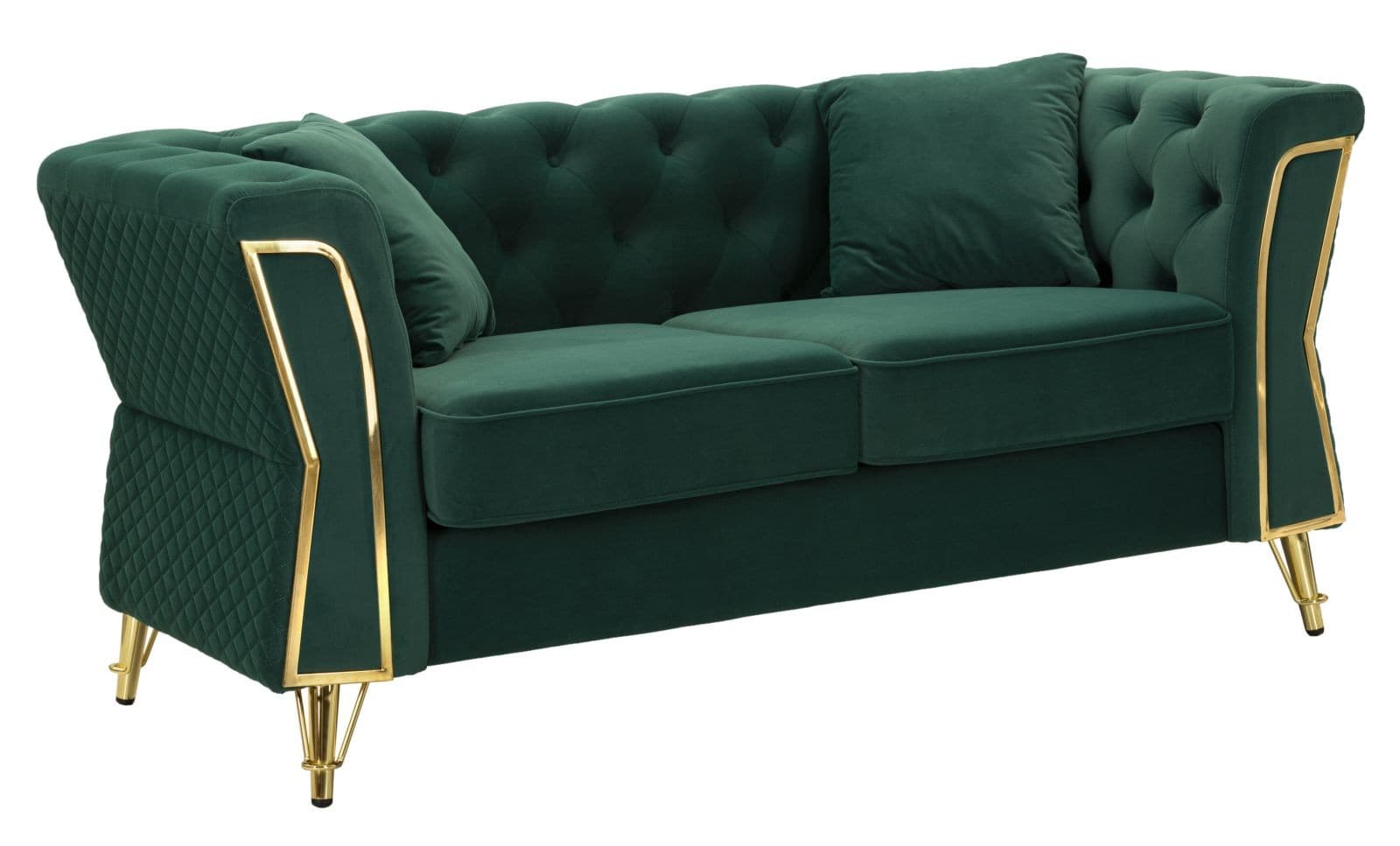 Glamour dvoumístná sedačka Velaria se sametovým čalouněním s prošíváním chesterfield na opěradle a detaily 162cm