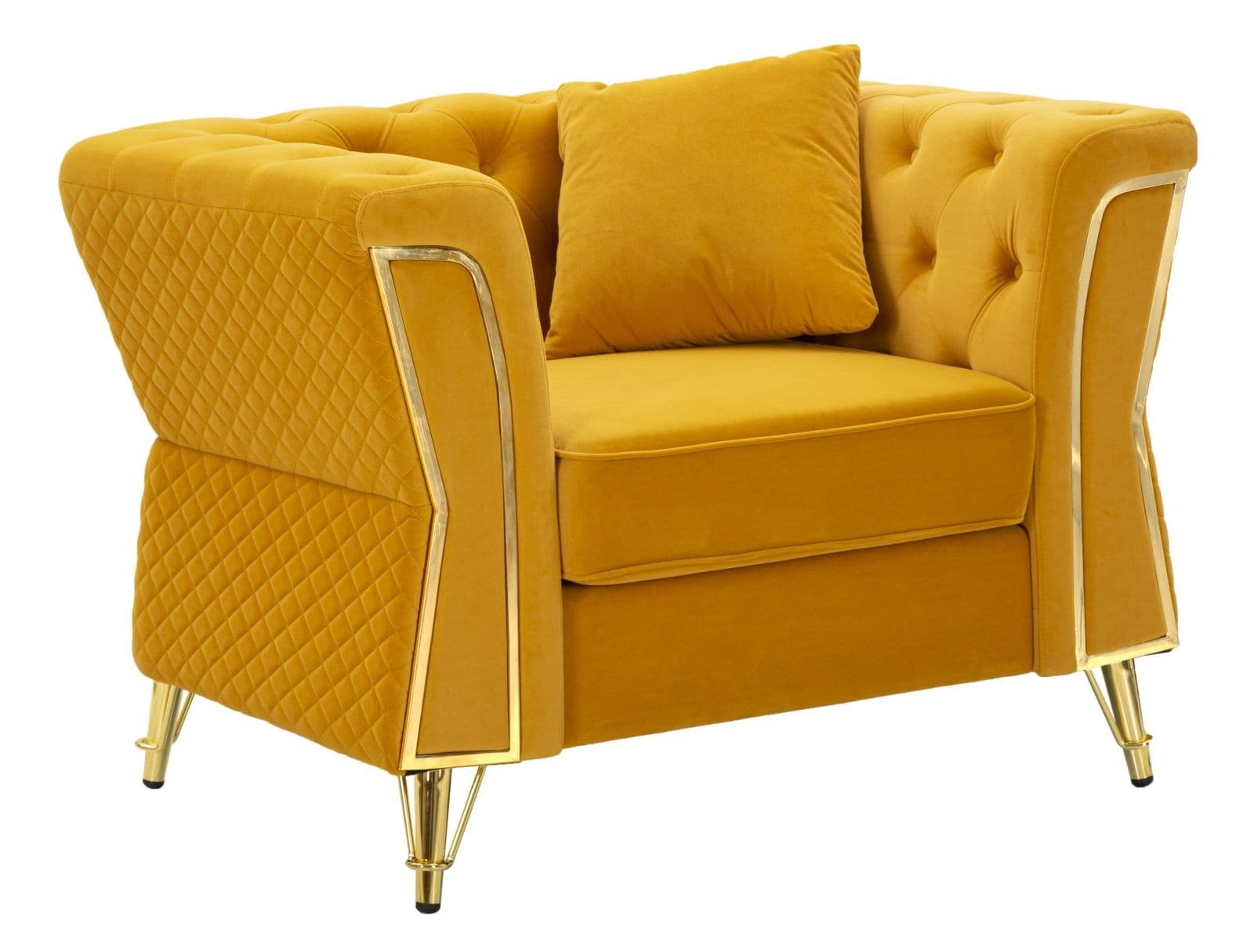Glamour křeslo Velaria s opěradlem v chesterfield designu se sametovým čalouněním ve a detaily 104 cm