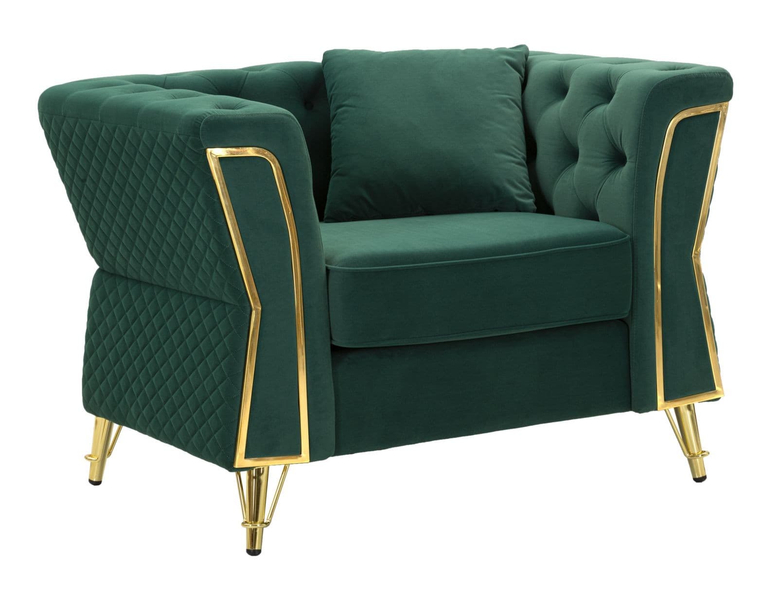 Glamour křeslo Velaria s sametovým čalouněním s prošíváním se detaily a kovovými nožičkami 104 cm
