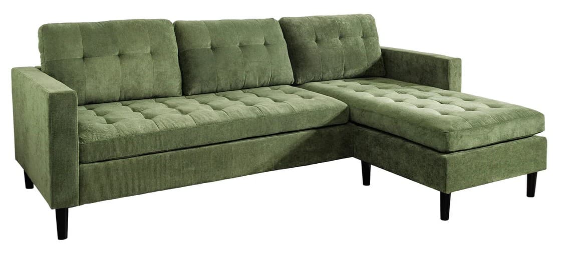 Designová třímístná rohová sedačka Sallen s manšestrovým potahem a prošíváním 220 cm
