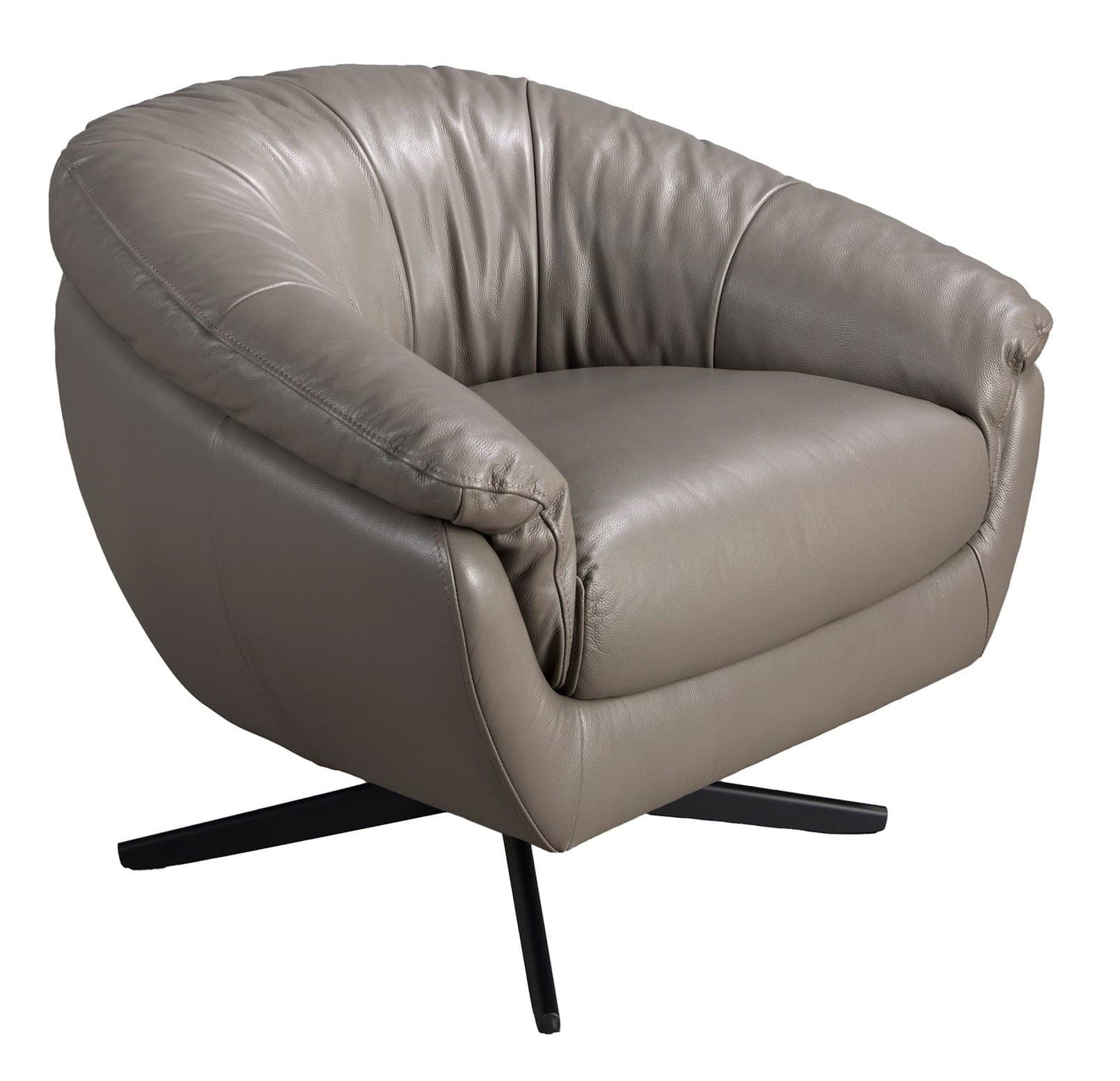 Luxusní moderní otočné křeslo Forma Moderna s potahem z kůže a kovovou podstavou 85 cm