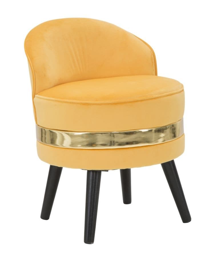 Designové art deco kulaté křeslo Laurentia s nízkou opěrkou se sametovým potahem a detailem 62 cm
