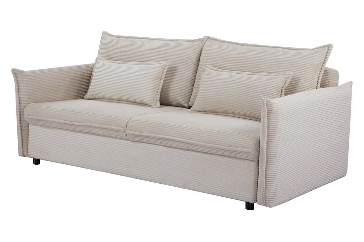 Designová skandinávská rozkládací třímístná sedačka Heaven s kordovým potahem a úložným prostorem 215 cm