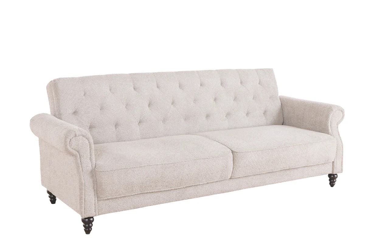 Designová chesterfield rozkládací sedačka Maison Belle Affaire pro tři osoby s buklé potahem 220 cm