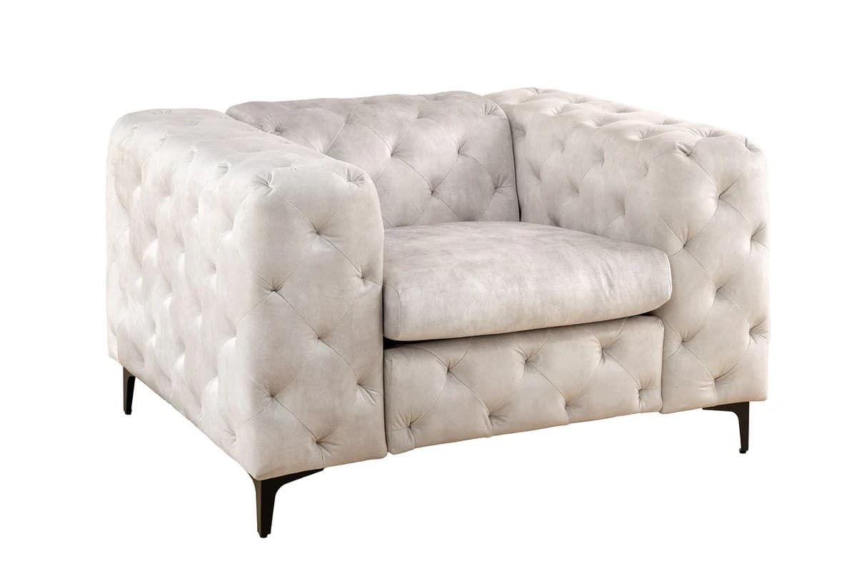 Moderní designové křeslo Limonny s chesterfield prošíváním a sametovým potahem 120 cm