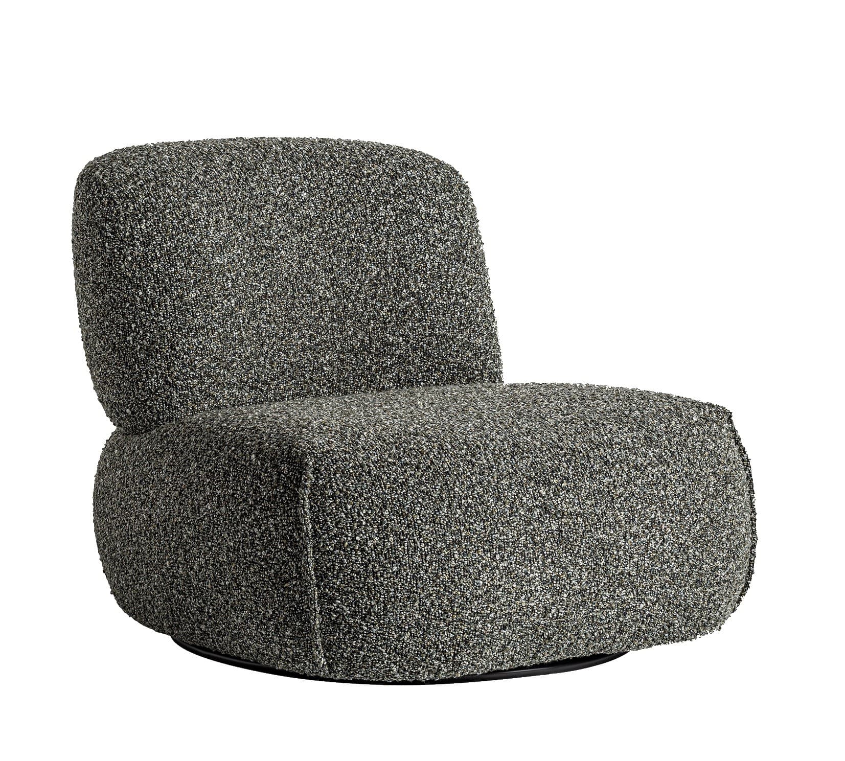 Luxusní moderní kulaté křeslo Claude bez bočních opěrek s melírovaným buklé potahem v odstínech a 84 cm