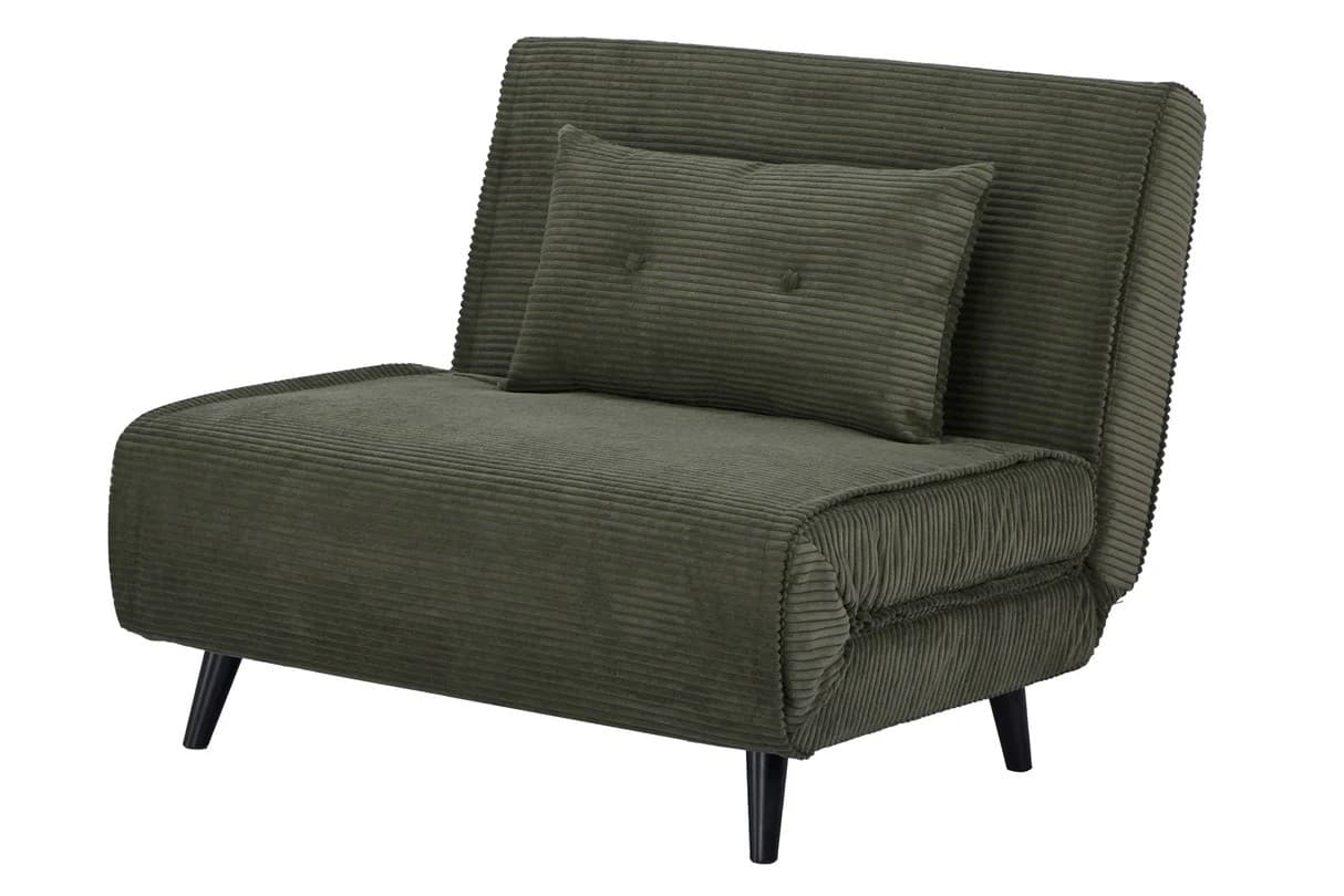 Designové skandinávské rozkládací manšestrové křeslo Kurt s nožičkami 100 cm