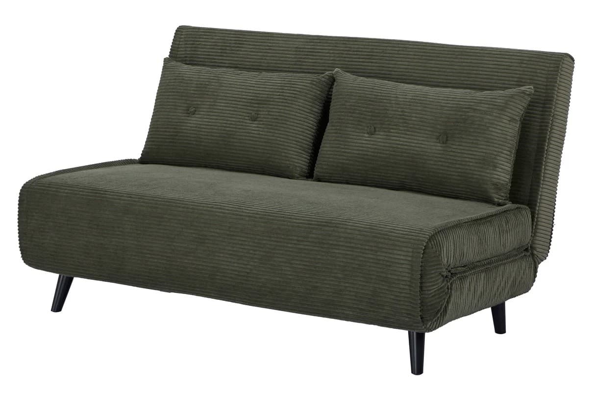 Designové skandinávské rozkládací dvoumístné kordové křeslo Kurt s nožičkami 140 cm